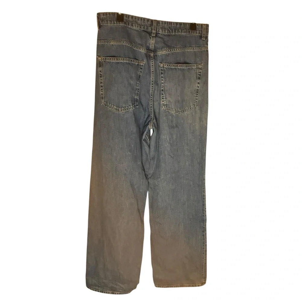 DIVIDED H&M High-Rise Ultra Wide Leg Jeans 100% Cotton Blue Size 12 - Picture 3 of 6
